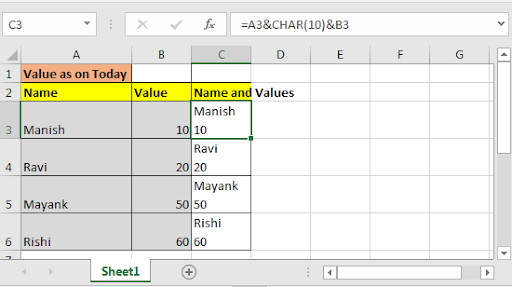 hard return in cell in excel for mac